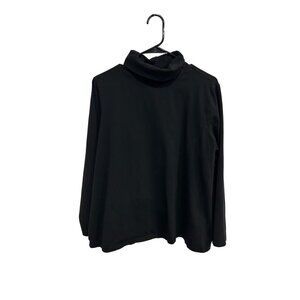 Denim & Co. Essentials Turtleneck Long Sleeve Top Black Sz 1X Knit Pullover Cozy